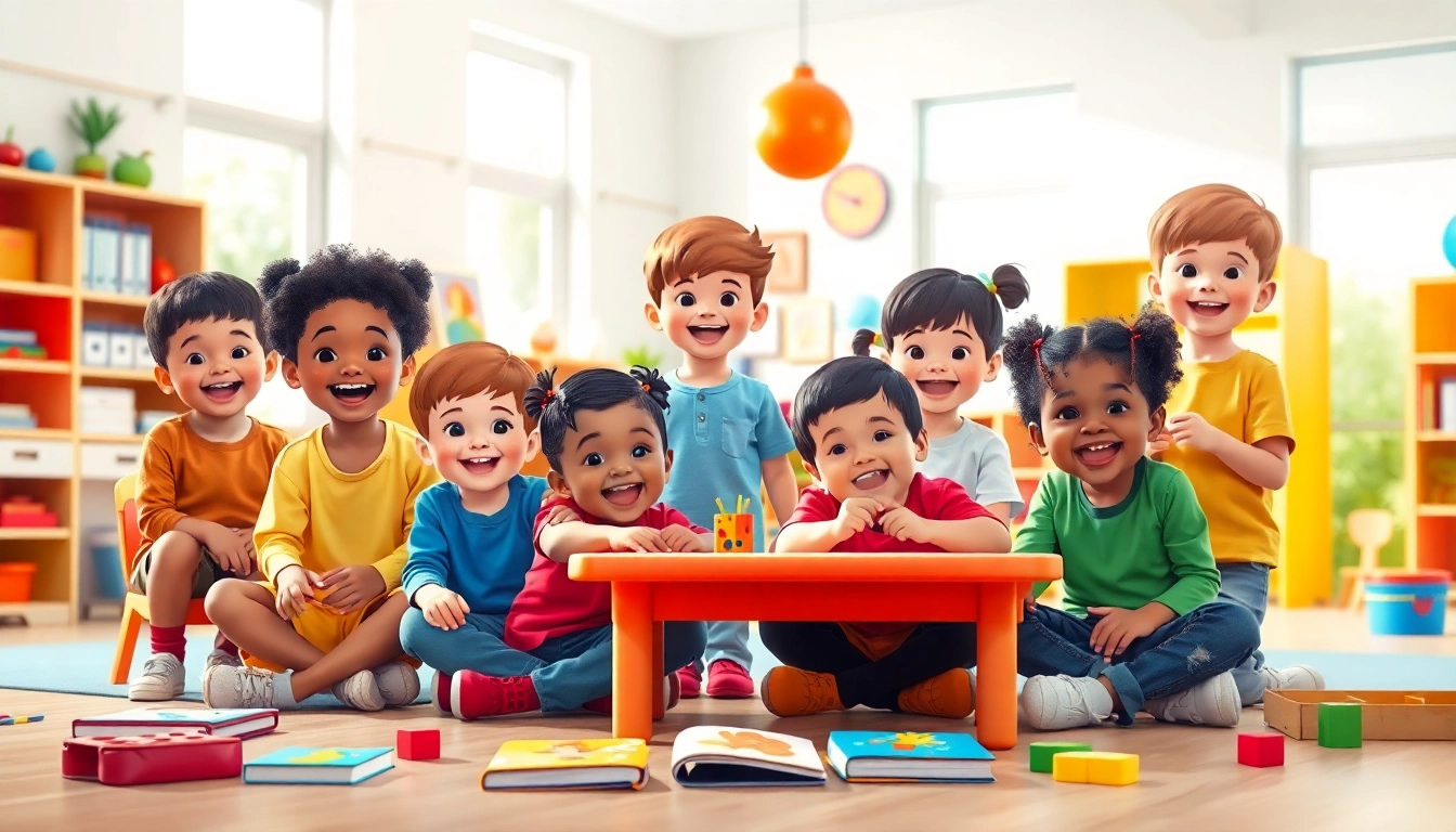 Engaging children learning at https://juniorsjunction.com in a vibrant daycare environment.