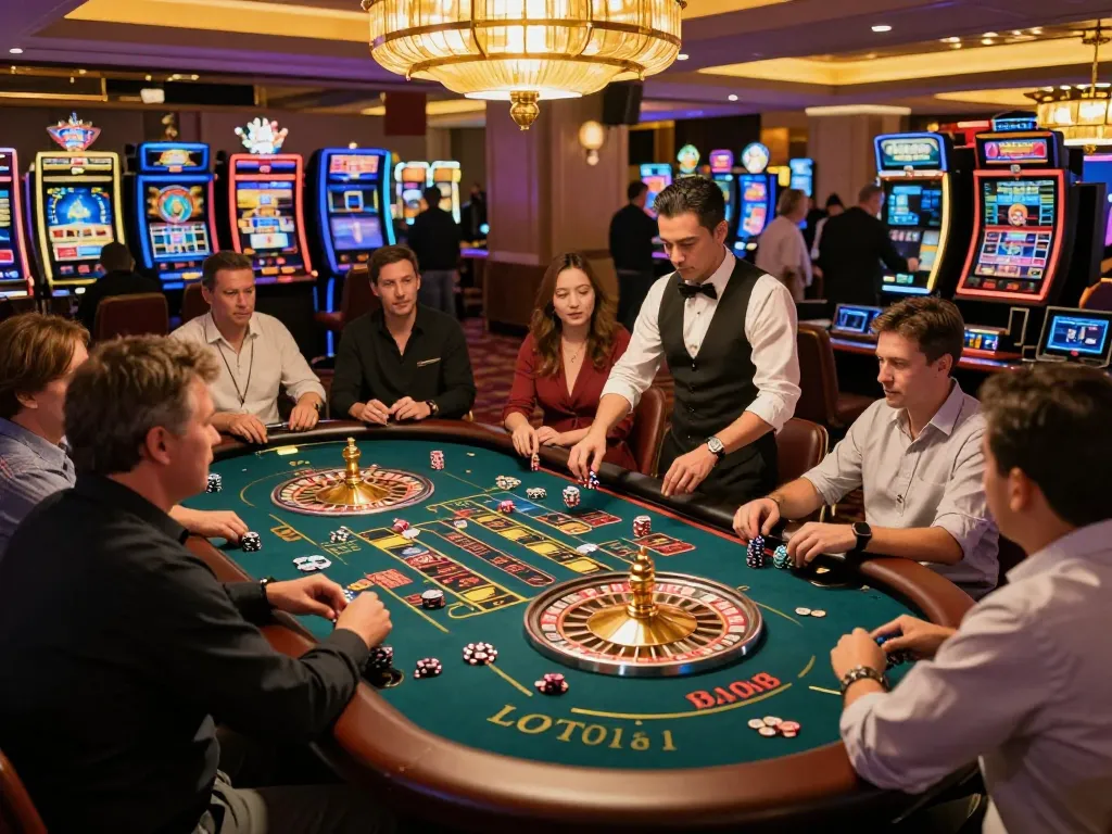 Action-packed scene at LOTO188 TRANG CHỦ showing players engaging intensely at a roulette table, capturing the excitement of casino gameplay.