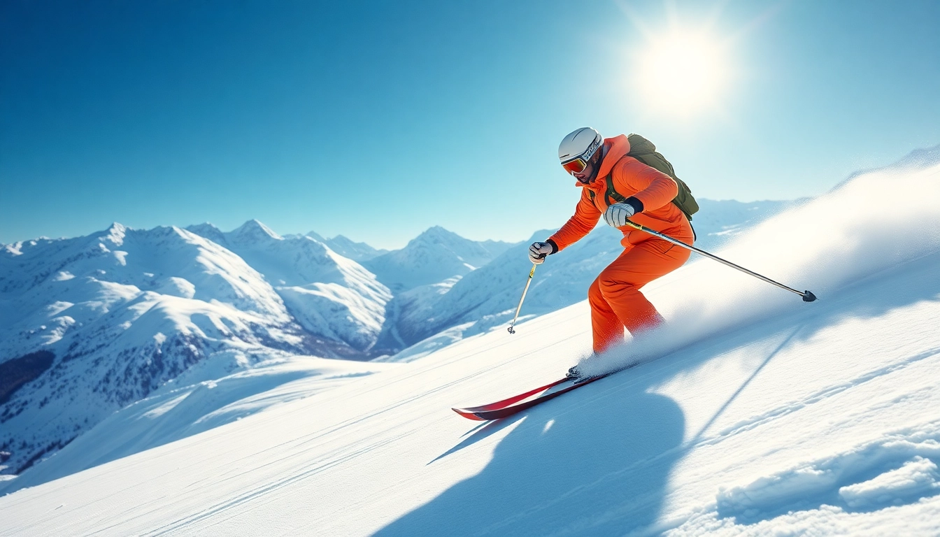 Enjoy beginner ski packages featuring skiers gliding gracefully on scenic snowy slopes.