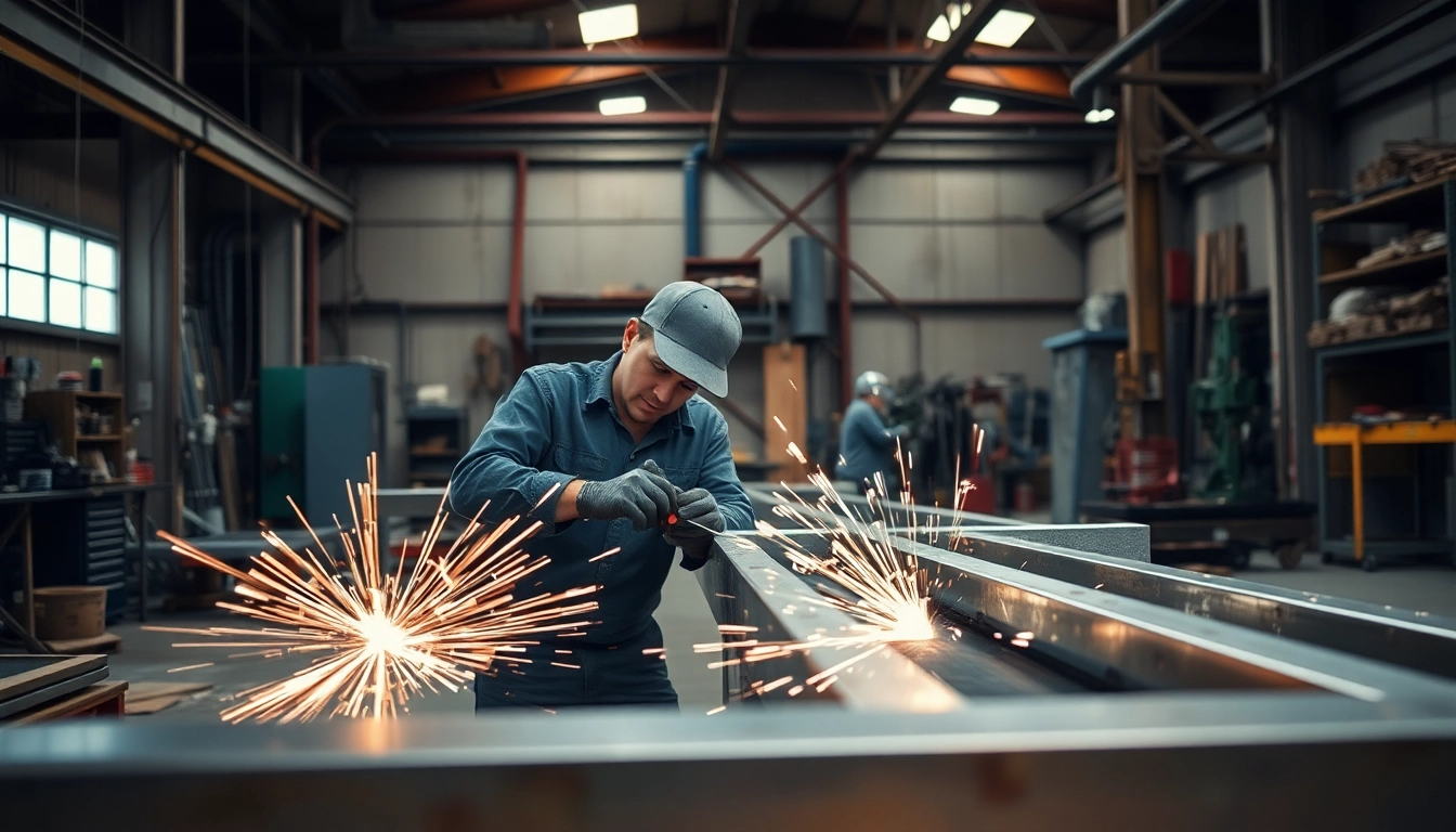 Crafting metal structures in industrial fabrication edmonton workshop with skilled workers.