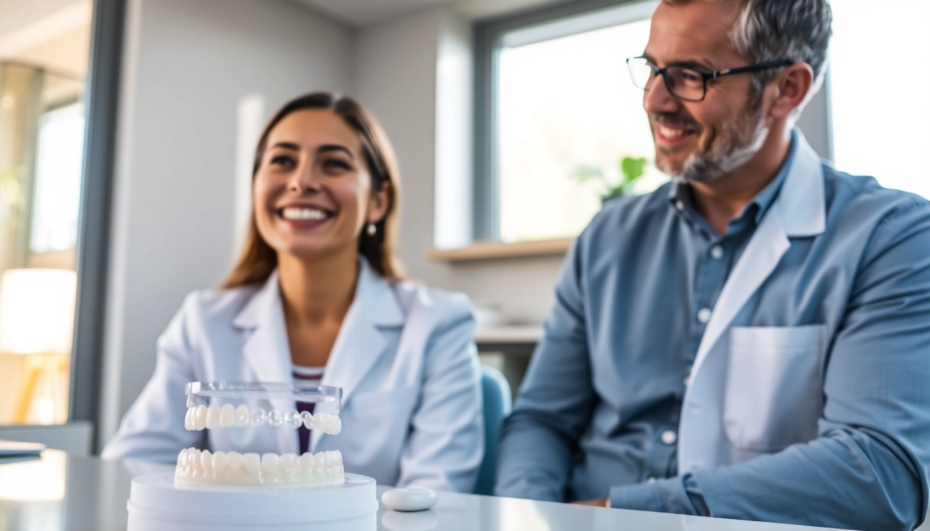 Patient discussing clear aligners for adults Hawthorn with orthodontist in a bright office.