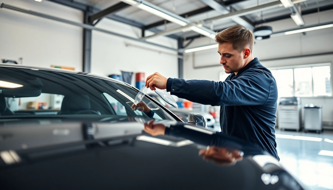Certified PPF installer applying high-quality paint protection film to a luxury vehicle.