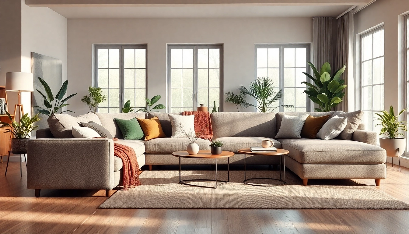 Showcase stylish corner sofa in a modern living room, promoting https://corner-sofas.co.uk.