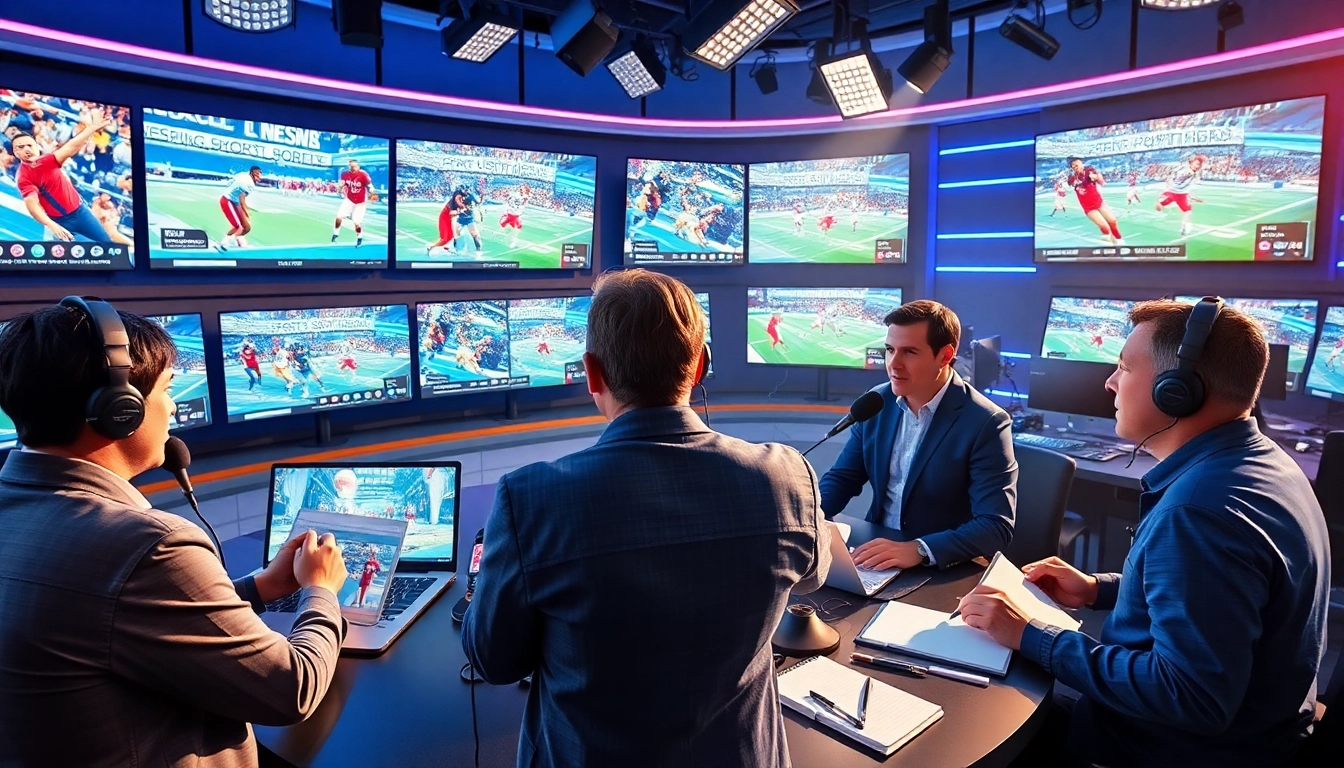 Engaging sports coverage at https://thesportstribune.in in a vibrant newsroom filled with reporters.
