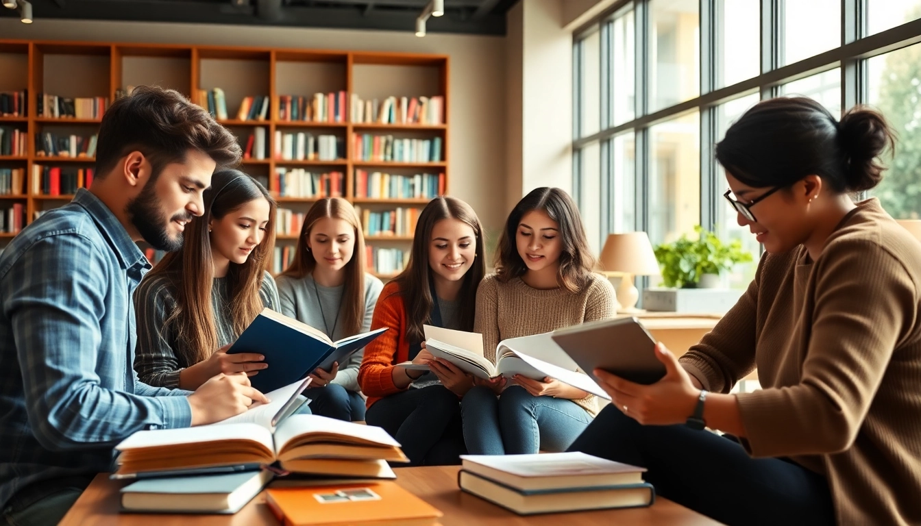 Students engaging in study sessions for effective exam support in a vibrant library.