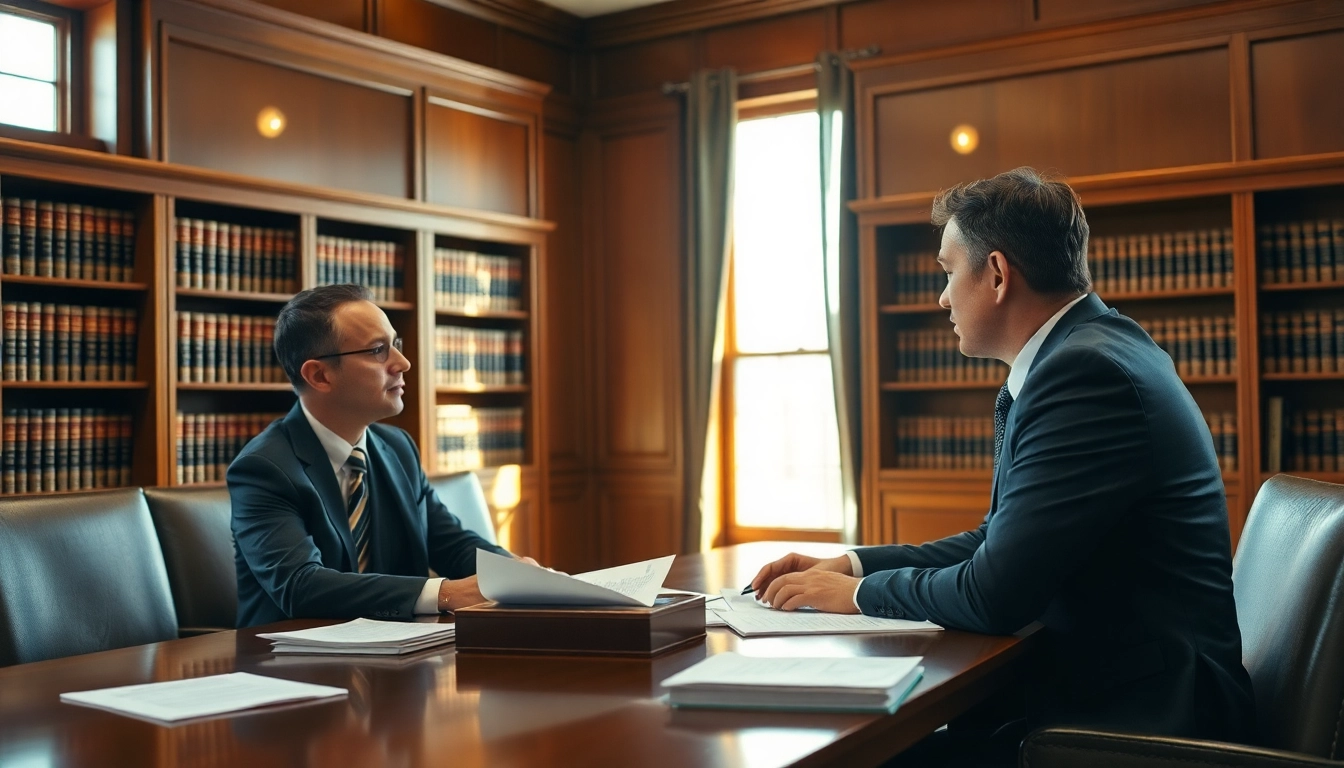 Asheville DWI defense lawyer advising a client in a courtroom, showcasing professionalism and legal expertise.