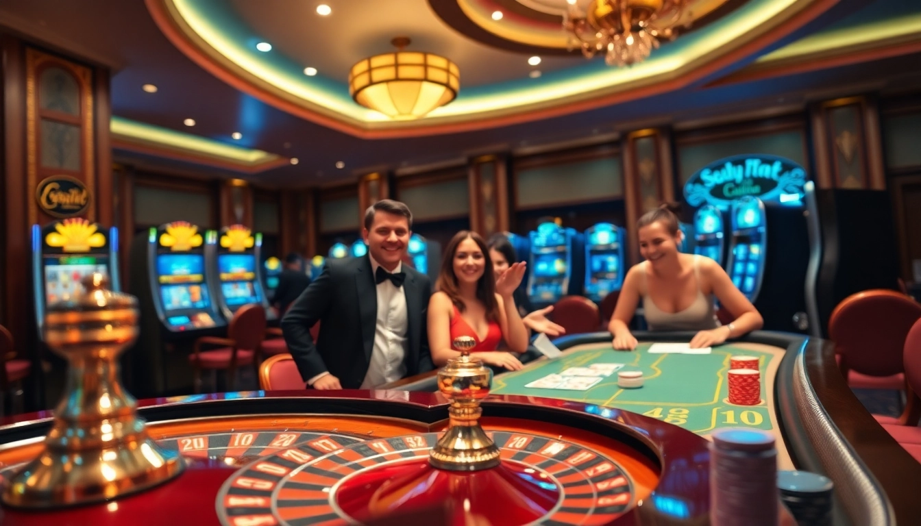 Scène engageante au meilleur casino en ligne avec des jeux passionnants et des joueurs enthousiastes.