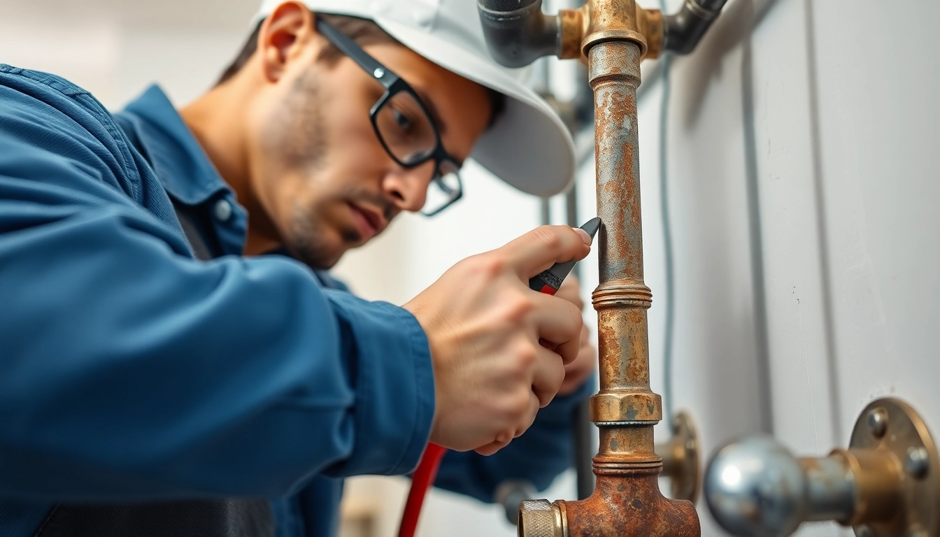 Providing whole house repiping services Clearwater FL with expert plumber inspecting residential pipes.
