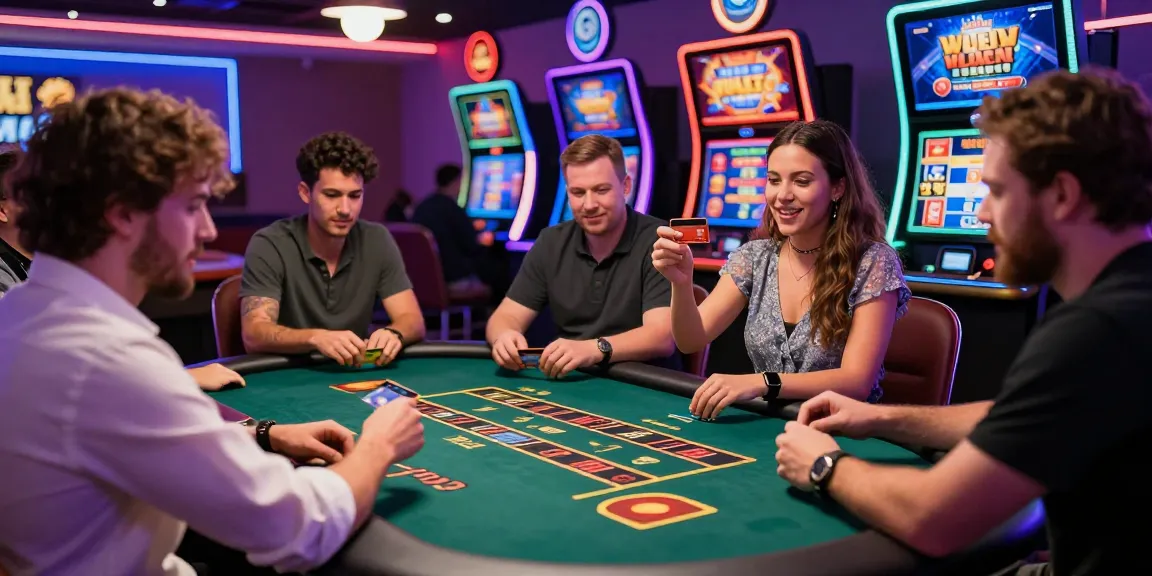 Players enjoying an exciting time at credit card casinos, showcasing games and vibrant atmosphere.