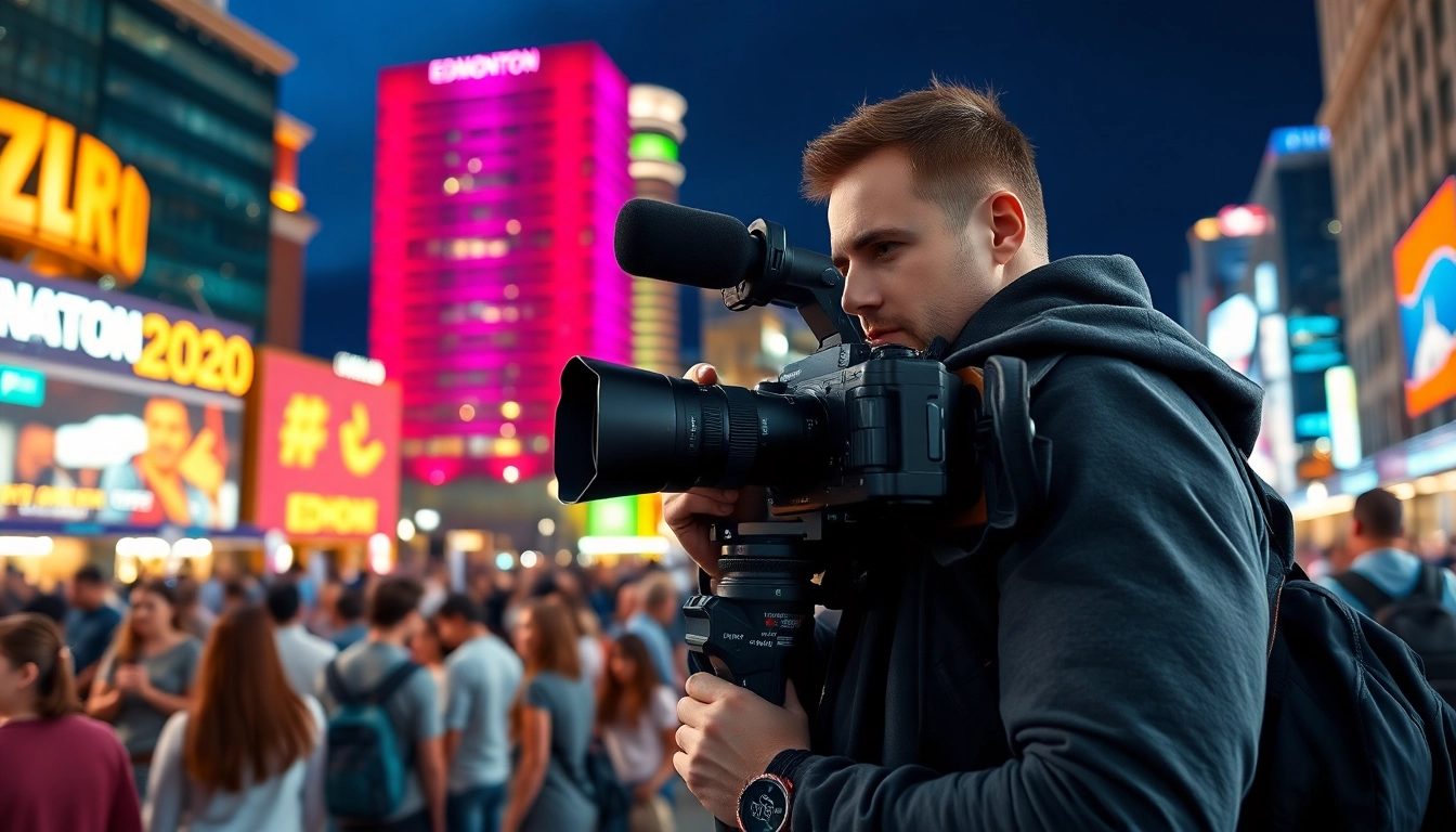 Edmonton videographer capturing a city event with vibrant energy and dynamic storytelling.
