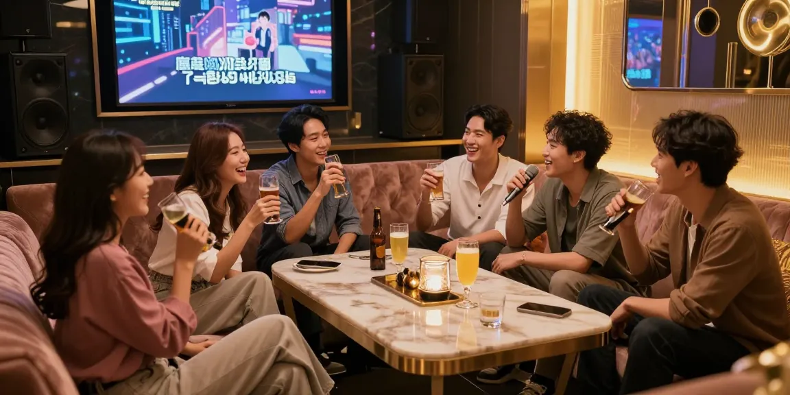 강남쩜오에서 고급스러운 분위기 속 친구들과 즐거운 시간을 보내는 모습