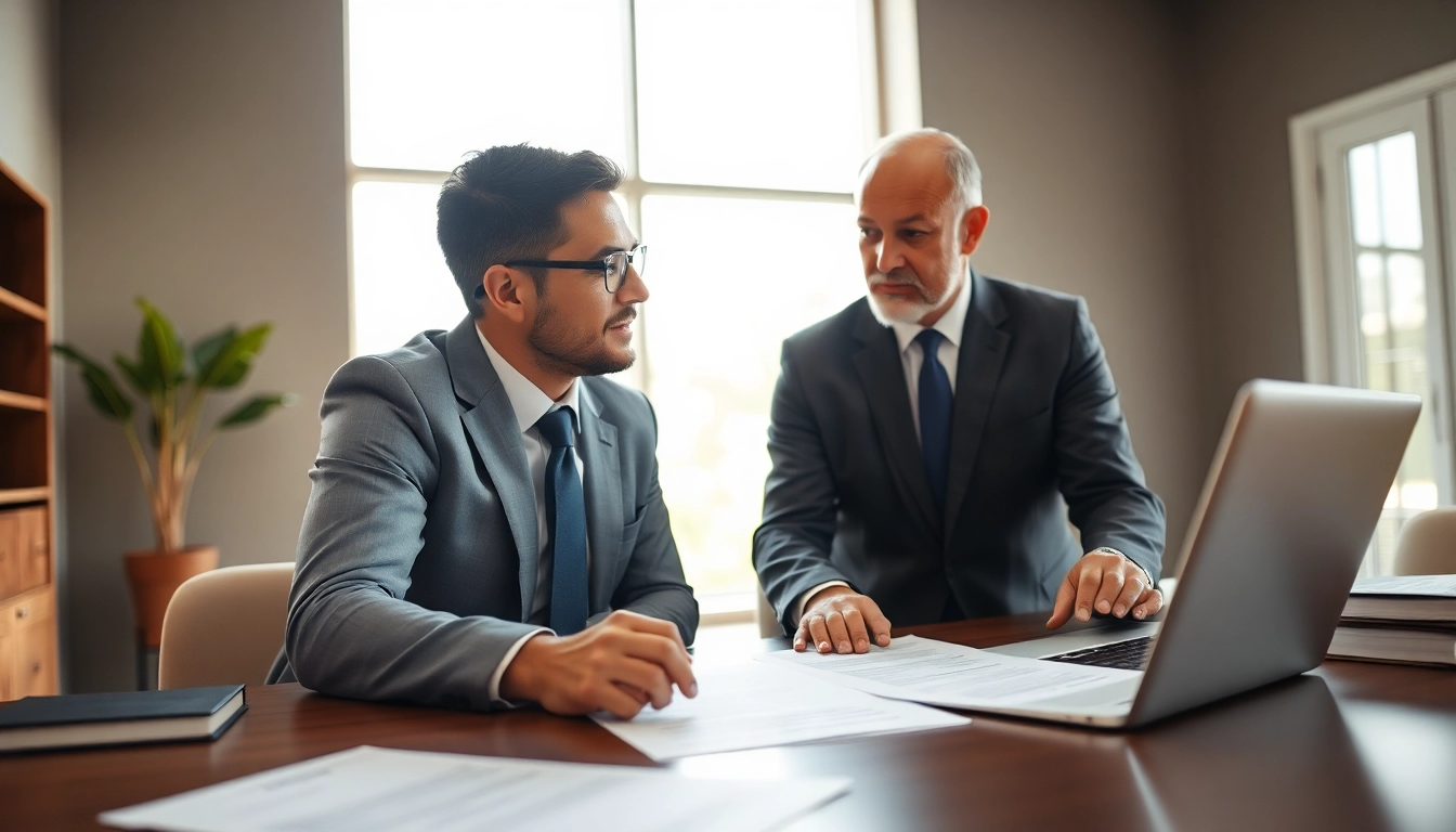 Clearwater truck accident attorney providing consultation to a client in an office.