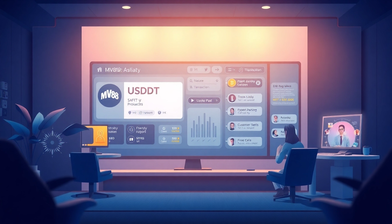 MV88 platform showcasing secure USDT transactions in a welcoming online gaming environment.