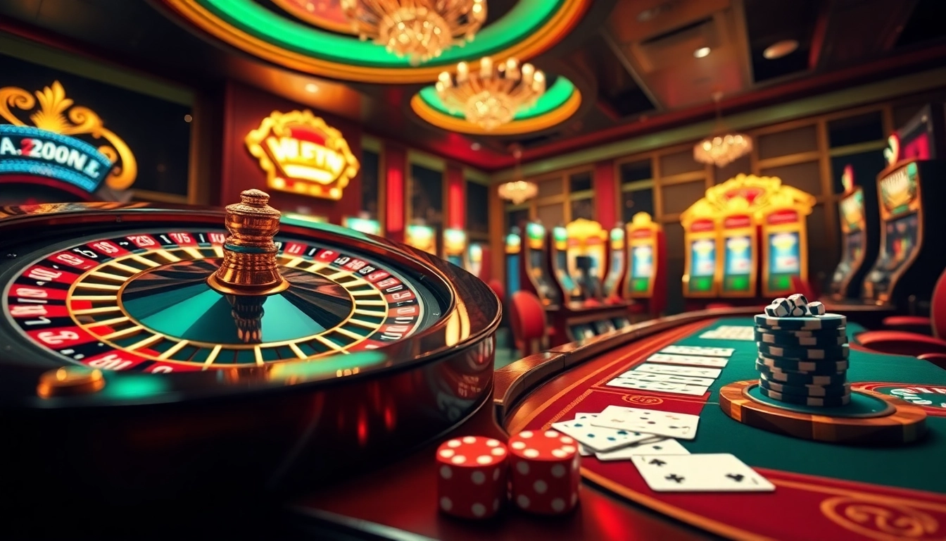 Experience the thrill of online gambling with LUCKYWIN visual featuring vibrant casino elements.