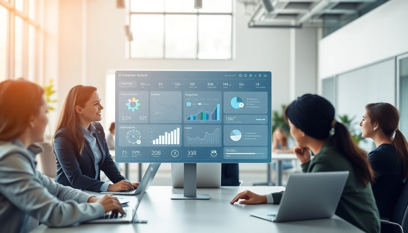 Engage with a professional enterprise AI assistant in an interactive office that enhances productivity.