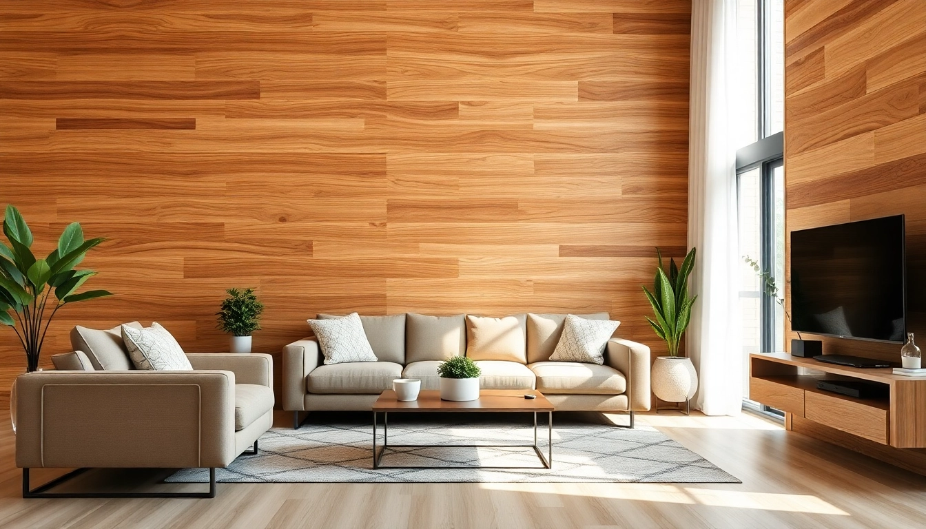 Showcasing decorative wood panels for walls enhancing a modern living room interior design.