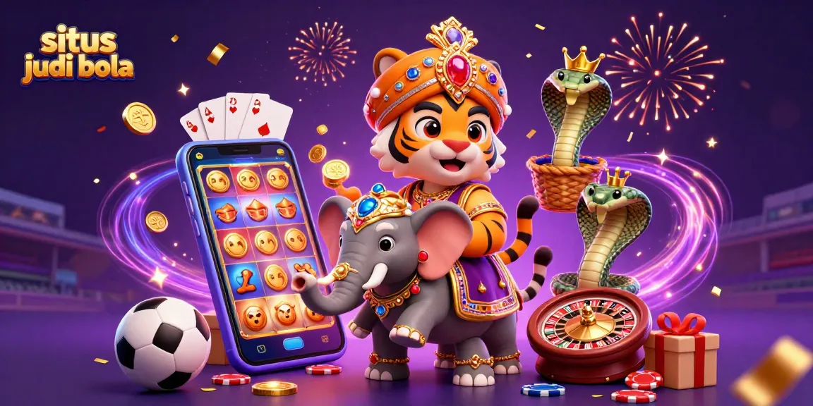 Sparking excitement with situs judi bola showcased through a vibrant 3D casino scene filled with sports betting themes.