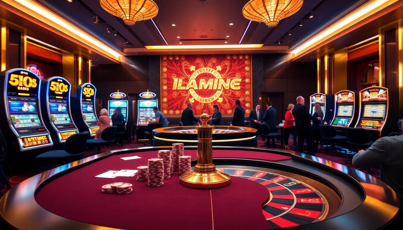 Excited gamblers experience luxury with MV88 sound quality at a vibrant casino.