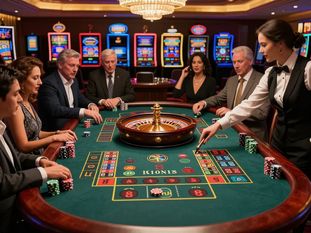 Players passionately betting at a roulette table in an AE888 casino, capturing the thrill of gaming
