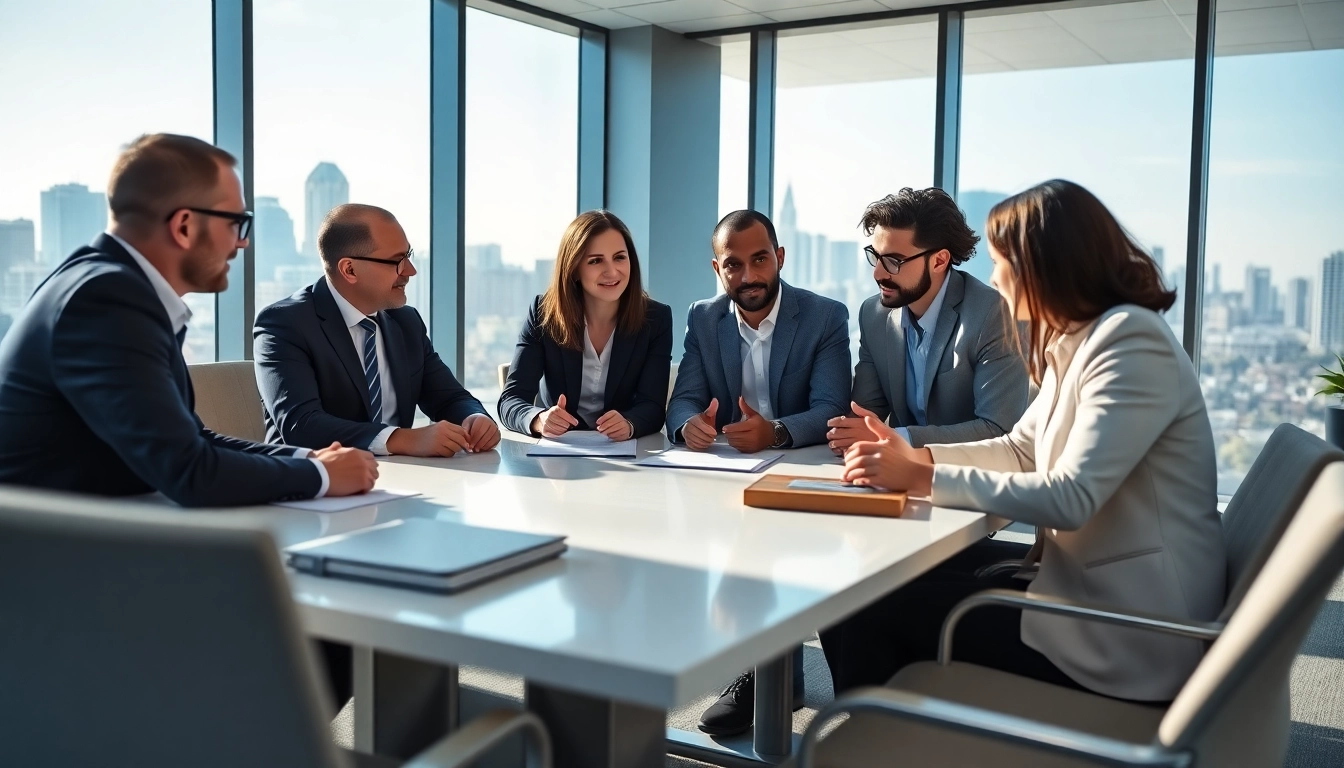 Execute business strategies in a modern office environment, showcasing teamwork and collaboration.