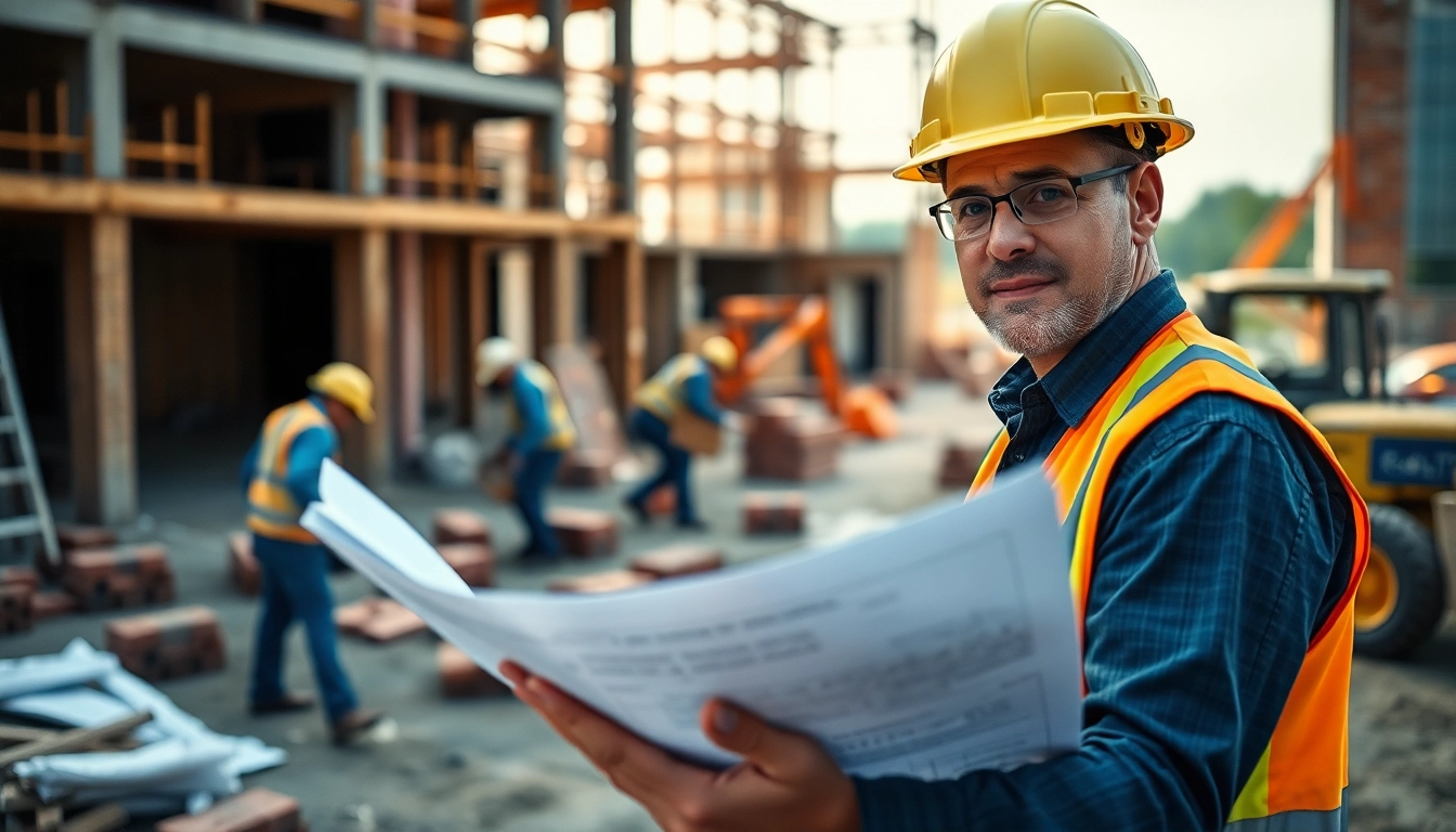 New Jersey General Contractor supervising a vibrant construction site with workers and equipment.