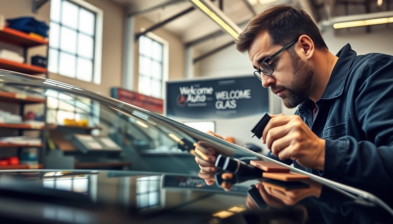 Efficient windshield chip repair Denver by a skilled technician in a professional auto service setting.