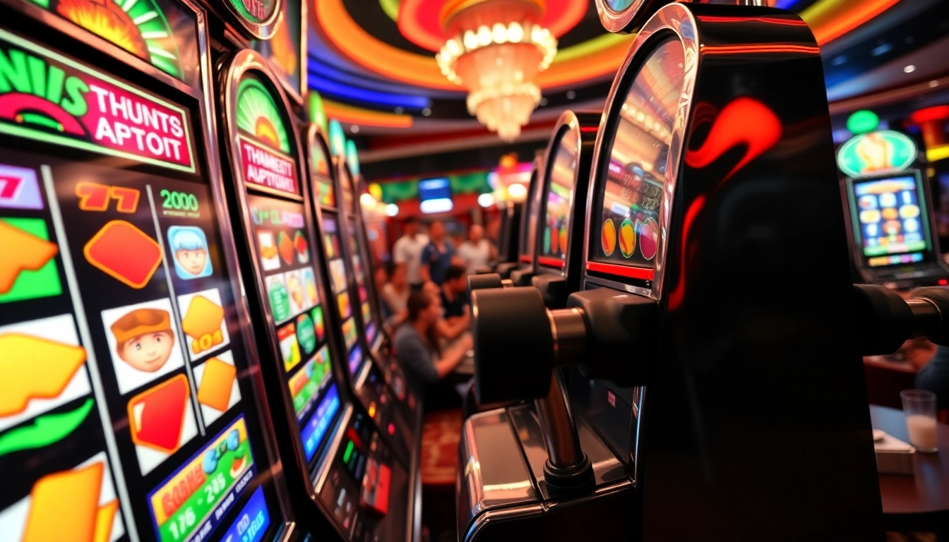 Menangkan slot dengan mesin berwarna-warni dan suasana kasino yang ceria.