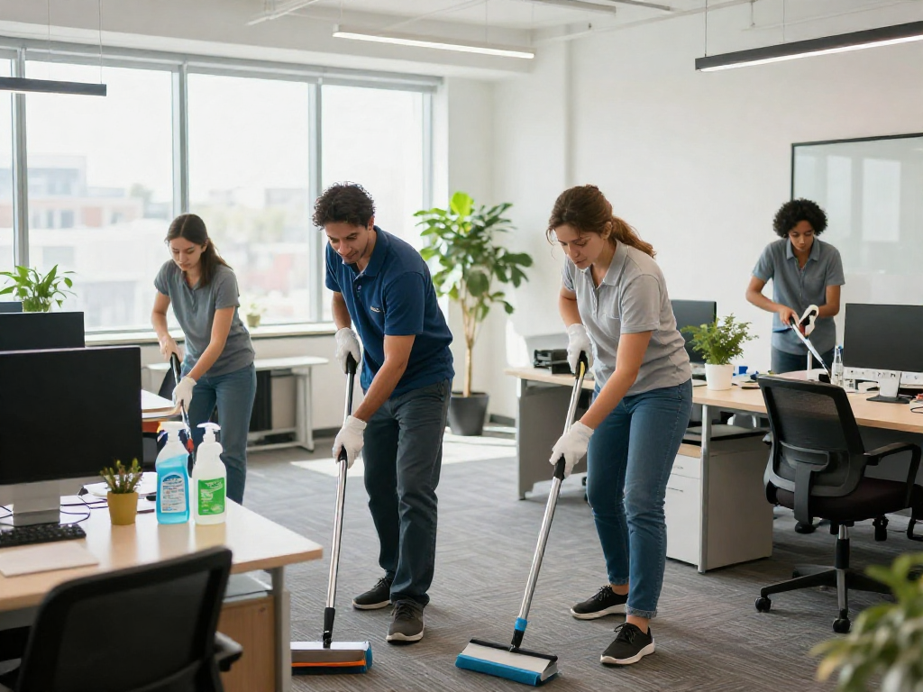 Büroreinigung Firma in Dortmund - Professionelles Team reinigt moderne Büros mit umweltfreundlichen Produkten
