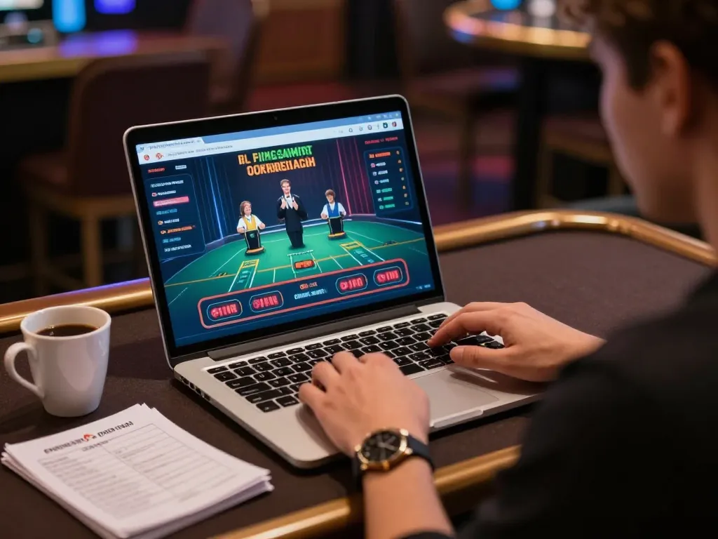 Player using G28 online casino platform on laptop during live dealer game.