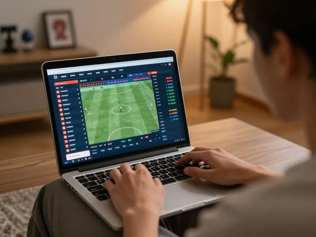 Engaging in online betting strategy with uu88 net interface displayed on a laptop in a modern home.