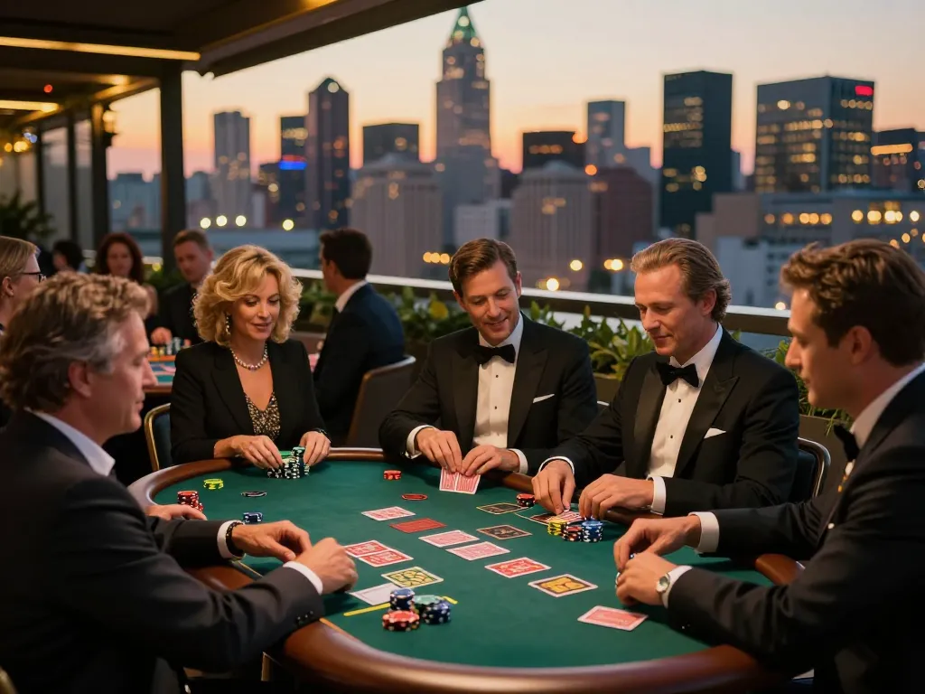 Engaging blackjack game at sunset showcasing the 888vnd nhà cái luxurious atmosphere