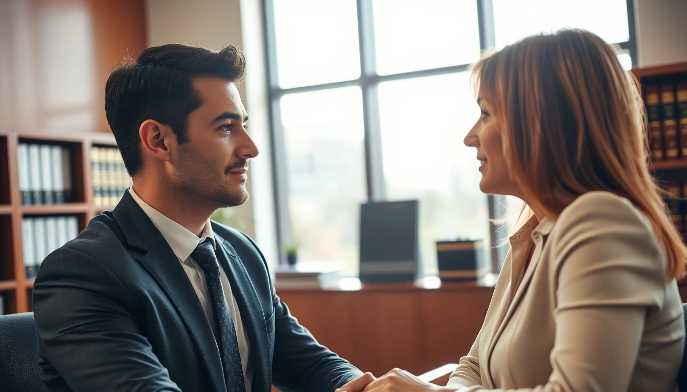 Sarasota injury lawyer consulting with a client in a modern law office setting