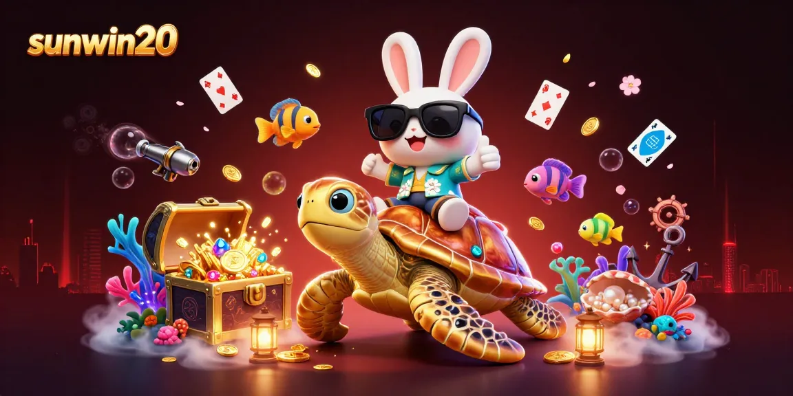 Experience thrilling action with sunwin20 in a vibrant 3D casino scene with lucky characters and treasure.