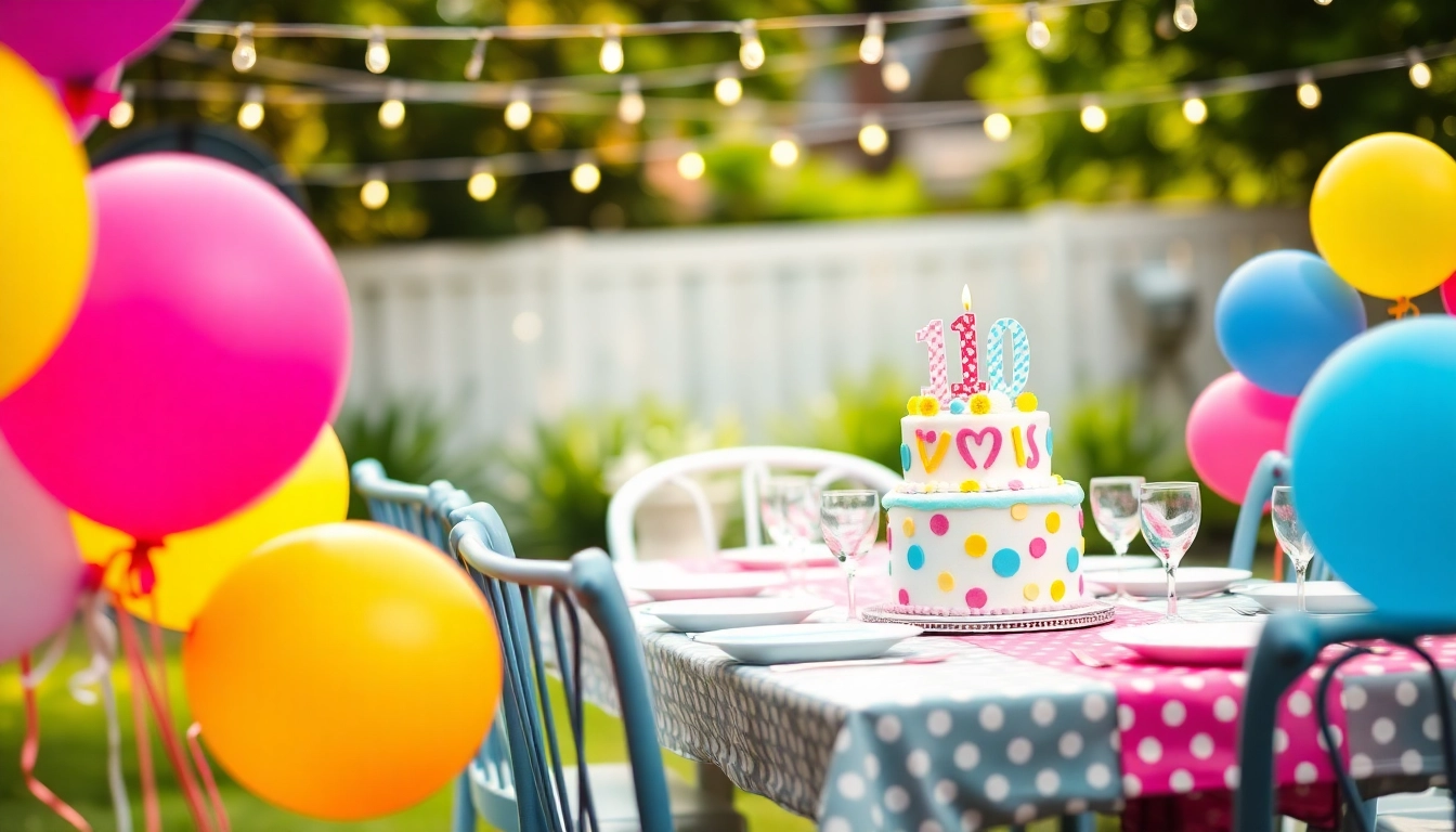 Decorative setup for a customizable birthday party showcasing personalized items.