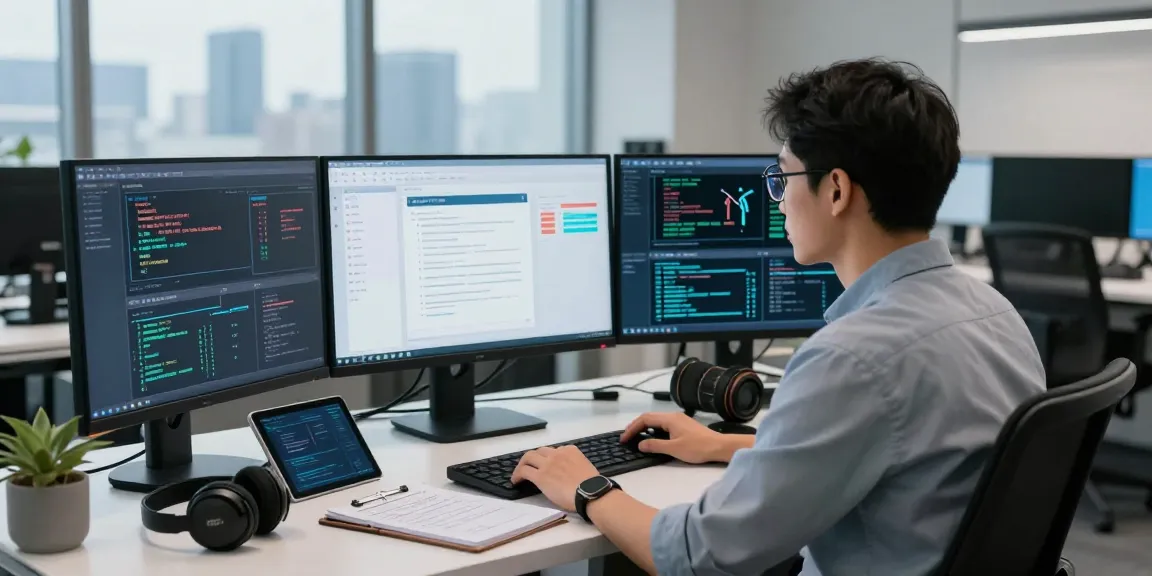 Detect fake PDF in a high-tech workspace where a cybersecurity analyst verifies documents using AI technology.