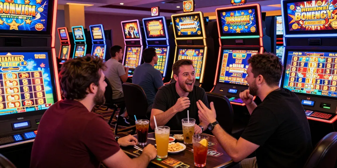 Find the best bonus buy slots at at cocomaya in a vibrant casino scene with players enjoying dynamic gameplay and celebrating wins.
