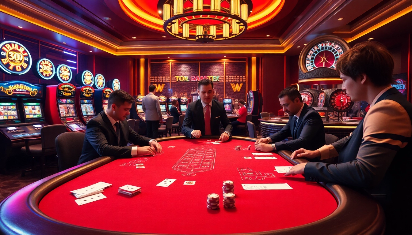 Engage in high-stakes gaming at https://xx88vt.com/ with thrilling casino visuals featuring poker tables and slot machines.