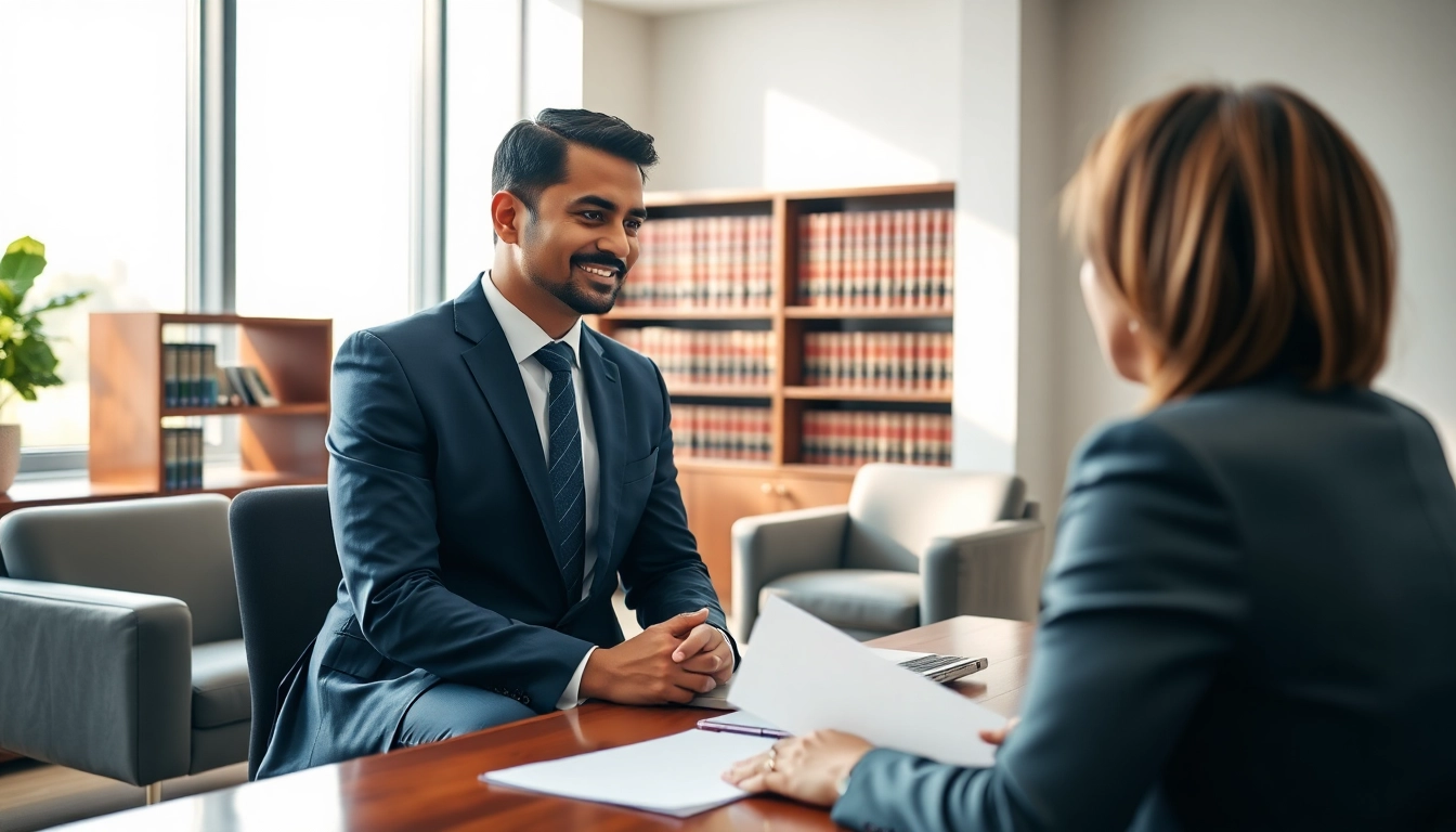 Engage with a Houston Injury Attorney in a professional setting, showcasing trust and compassion.