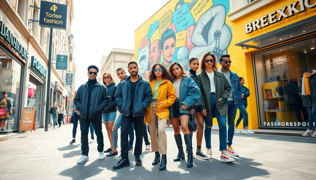 Explore diverse individuals showcasing the latest Fashion trends on a vibrant urban street.