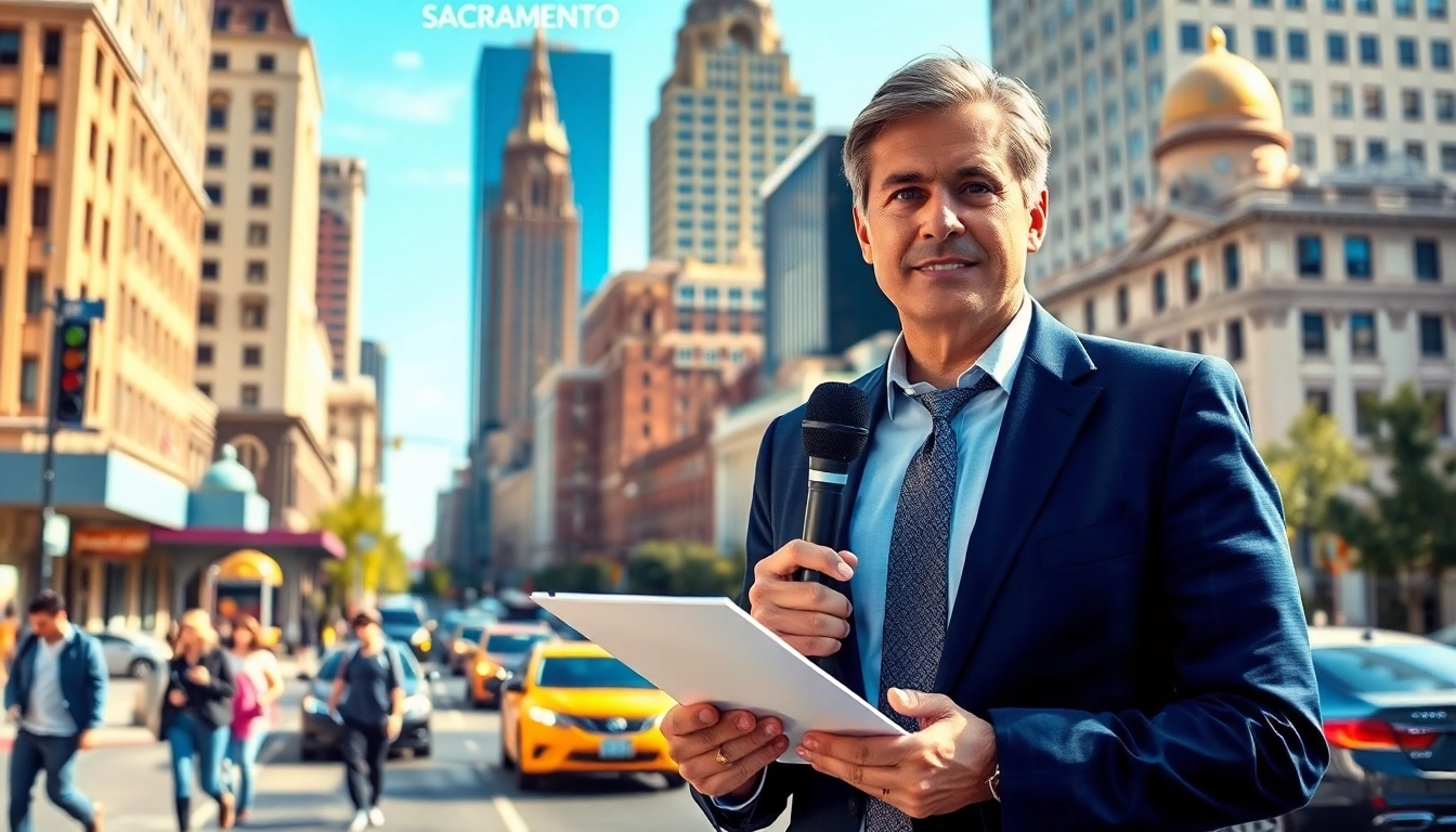 Covering local news at https://www.slavicsac.com with a dynamic reporter amidst Sacramento's landmarks.
