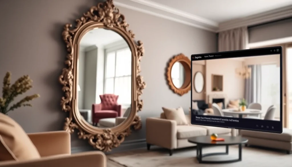 Browse bespoke mirrors at https://merithome.co.uk showcased in a refined living room setting.