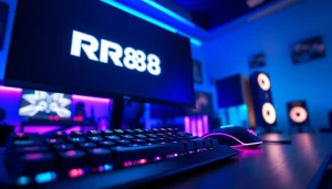 Experience the energy of RR88 with a professional gaming setup featuring vibrant RGB equipment.