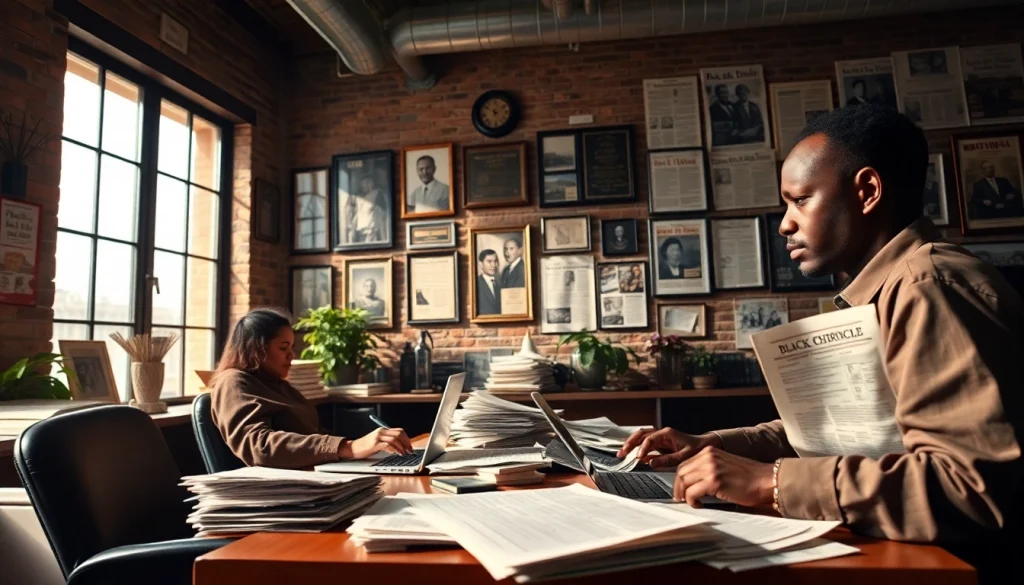 Discover the vibrant journalism of blackchronicle newspaper with journalists at work in an engaging office setting.