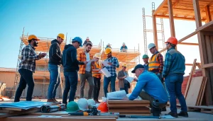 Find trustworthy building companies near me collaborating on a construction site.