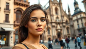 Fotografo di ritratto Milano ritrae un modello elegante in una vivace ambientazione urbana.