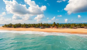 Cena deslumbrante da Praia de Paripueira, com águas turquesas e areias douradas.