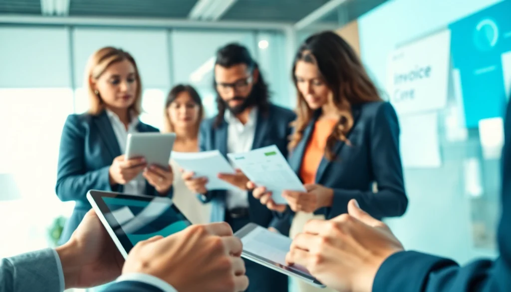 Streamline your invoicing with efficient invoice processing software in action in a modern office.