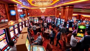 คาสิโนที่มีผู้เล่นสนุกสนาน ตั้งอยู่ท่ามกลางบรรยากาศสดใสและมีเสน่ห์