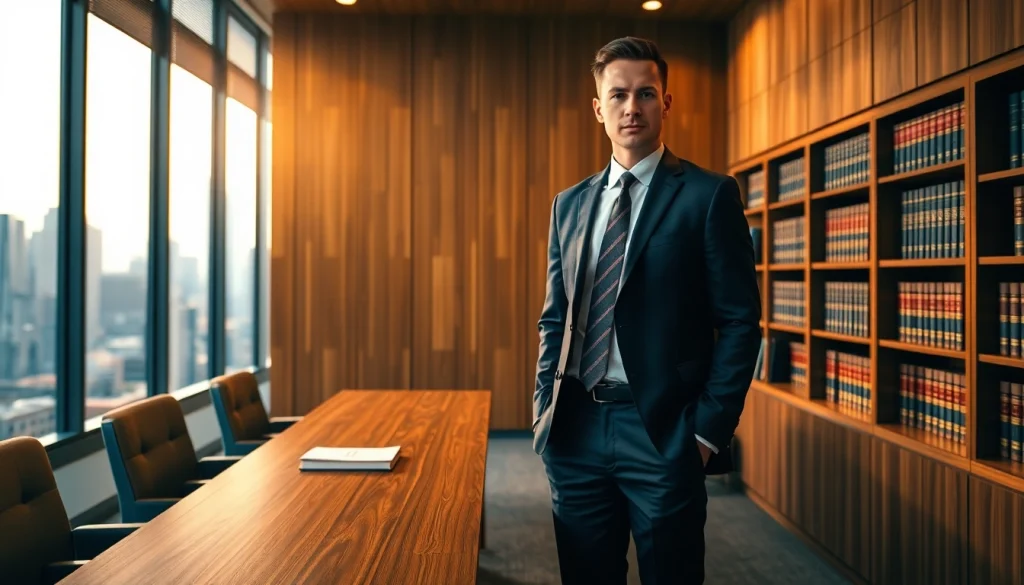 Attorney at https://www.steinhardtlawfirm.com exuding confidence in a professional office setting