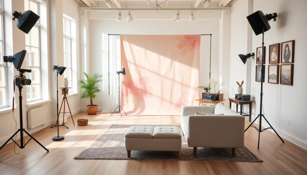 Professional photo studio Tampa featuring natural light, artistic props, and a welcoming atmosphere.